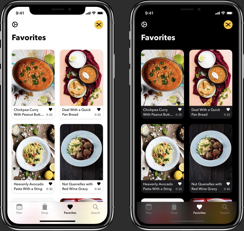 Plantry recipe view in light and dark mode